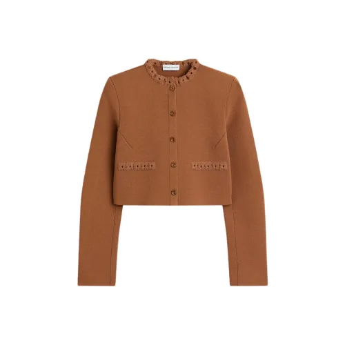 SCANLAN THEODORE Crepe Knit Daisy Crop Jacket Jackets Coats Women's Spice/Patina