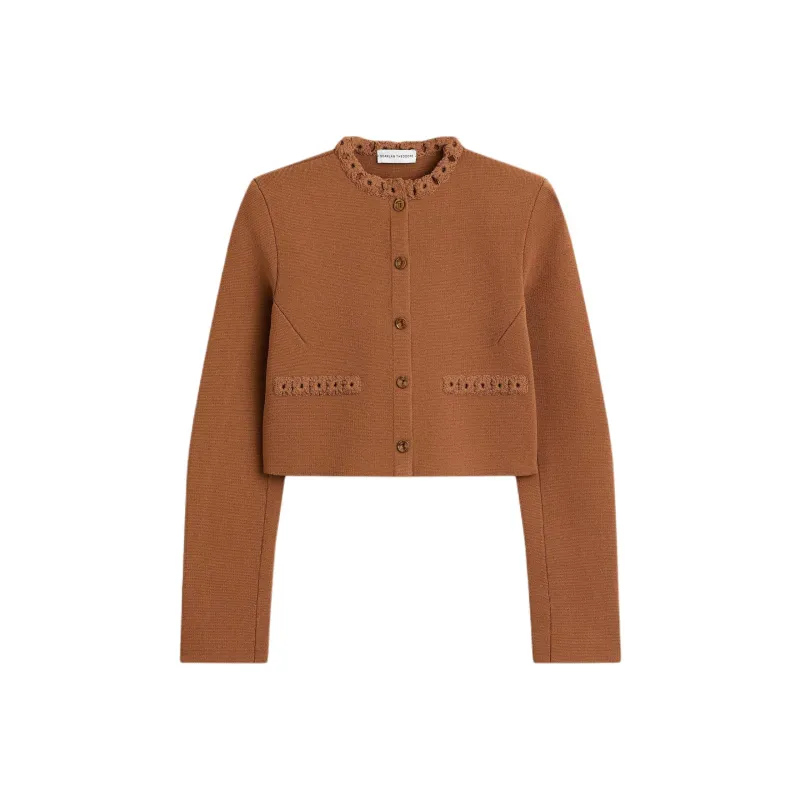 SCANLAN THEODORE Crepe Knit Daisy Crop Jacket Jackets Coats Women's Spice/Patina-0