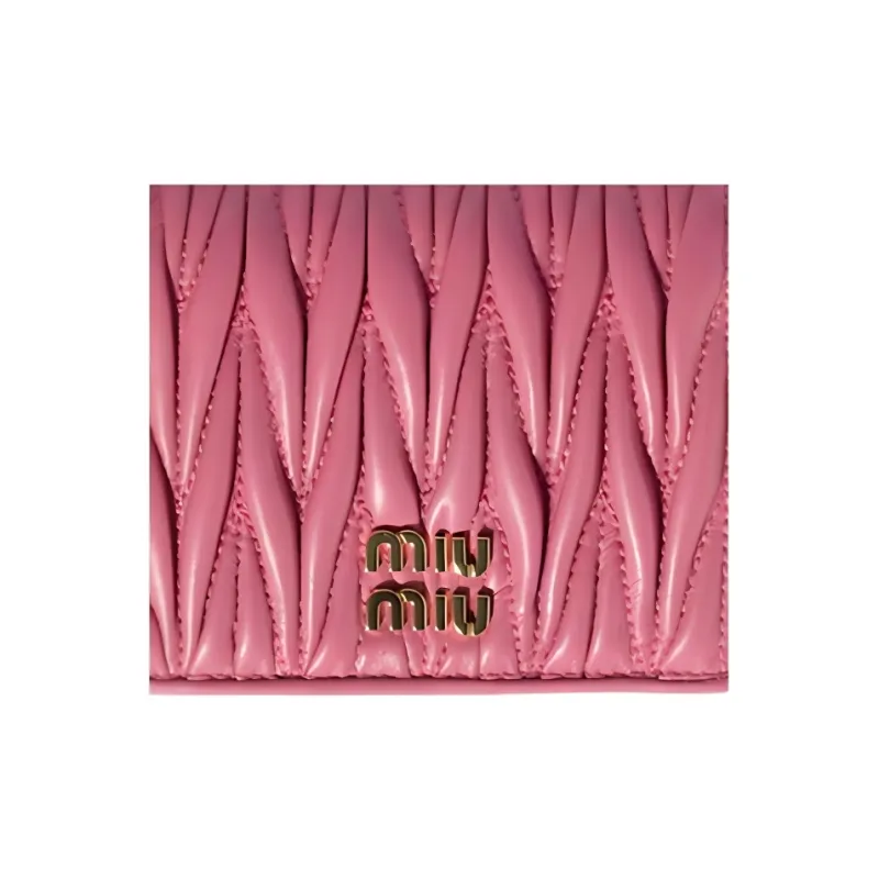 MIU MIU Matelassé Lambskin Card Holder, Wallet Trumpets Women's Autumn Begonia Pink Red-4