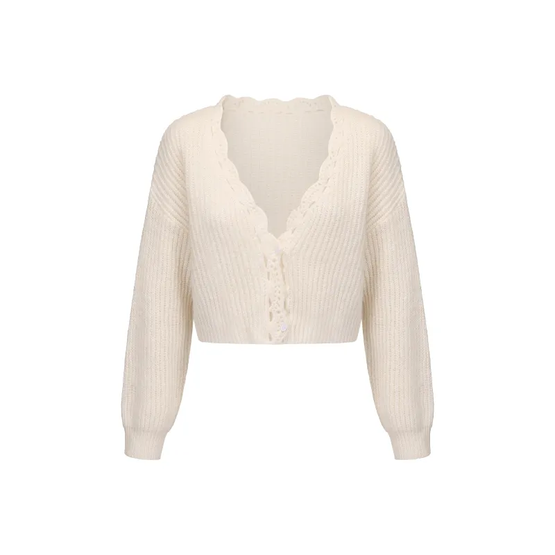 CHIWAWAMEME Knitted Fabric Cardigan Women's-0
