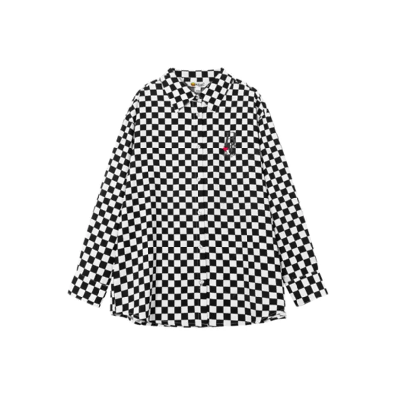 B.Duck Shirts Women's Black White Plaid-0
