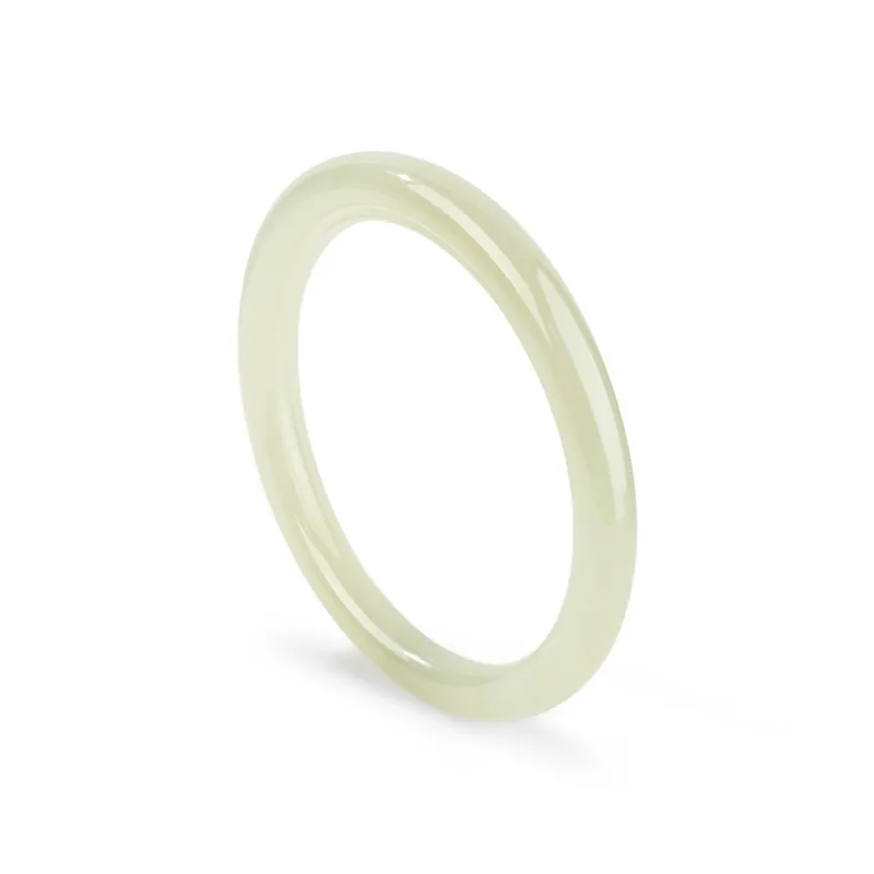 XIAOLIUJADE Hetian Jade Bangles Pale Greenish White Jade Women's-0