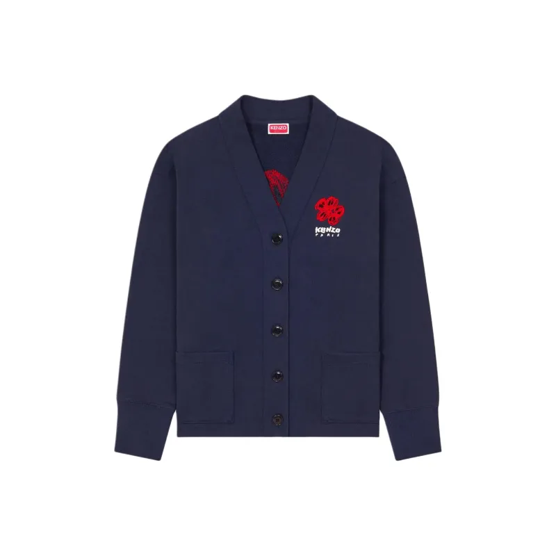 KENZO Drawn Varsity' Embroidered Cardigan Knitwear Women's Dark Blue-0