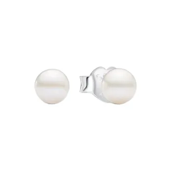 Pandora Freshwater Pearl, Sterling Silver Stud Earrings Unisex White