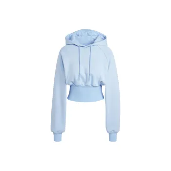 Adidas CROPPED HOODIE Sweatshirt Women's Glossy Finish Blue
