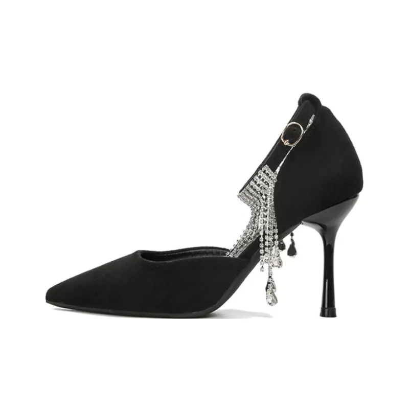 Than Than Me Slim Heel High Heels Women's Black-0