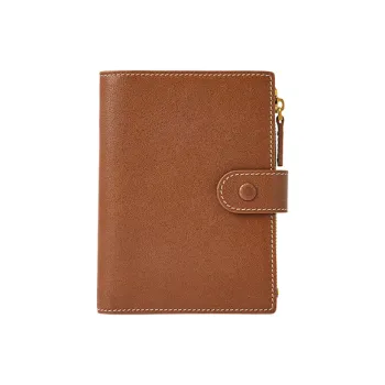 VANESSA HOGAN Cow Leather Multiple Card Slots Wallet Passport Holder Unisex Cocoa Red Brown/Obsidian Black