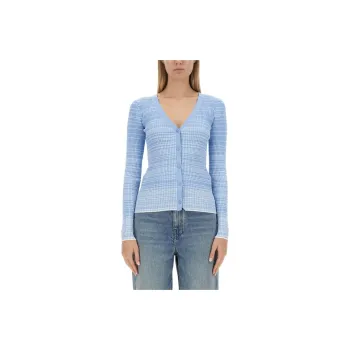 Staud Cargo Sweater Striped Ribbed-knit Cardigan