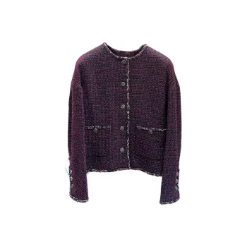 CHANEL 22A Premium Handcrafted Workshop Jackets & Coats Women's Burgundy