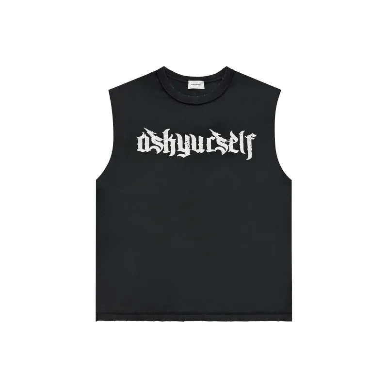 Askyurself Tank Tops Unisex Washed Black-1