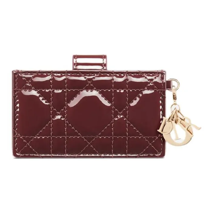 DIOR Lady Dior Calfskin Card Holder Women's Dahlia Red-2