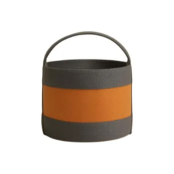 HERMES Sherwood Wool Bucket Bag Handbag Small Size Women's Dark Gray & Orange