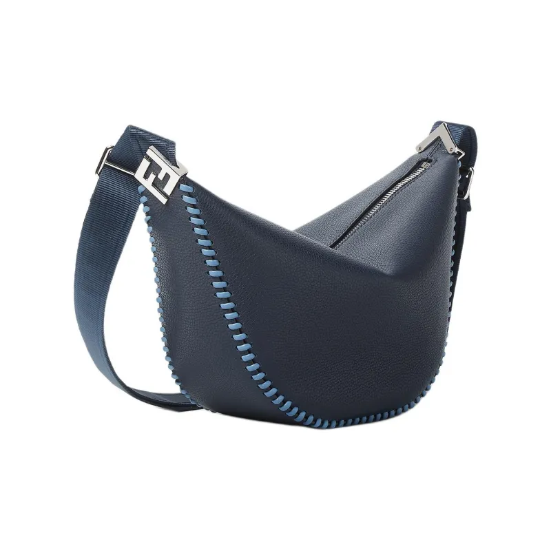 FENDI ROMA Calfskin Shoulder Bag Trumpets Men's Dark Blue-1