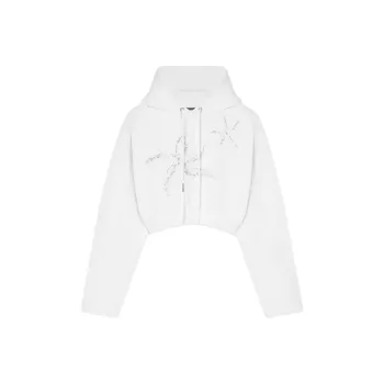 VERSACE Embellished Drawstring Cropped Hoodie