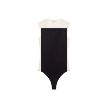 COURREGES SS25 ILLUSION SATIN BODYSUIT Jumpsuit Women's Black Sand/Black Sand