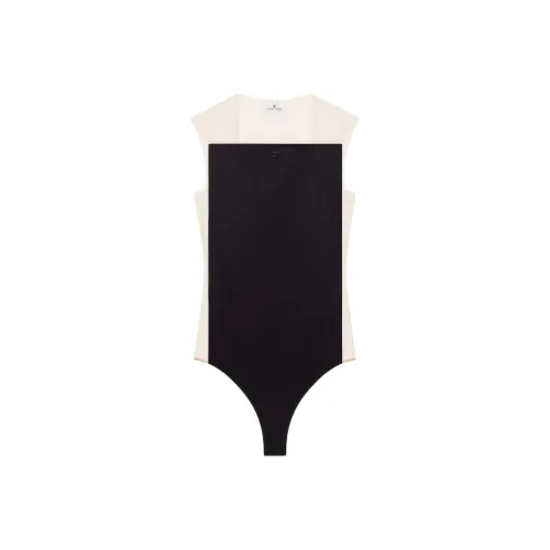 COURREGES SS25 ILLUSION SATIN BODYSUIT Jumpsuit Women's Black Sand/Black Sand