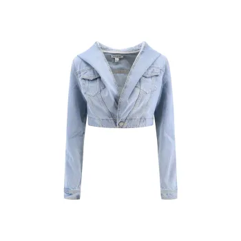 Alaia Hooded Cropped Denim Jacket