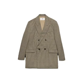 AMIPARIS Paris Houndstooth Double Breasted Blazer