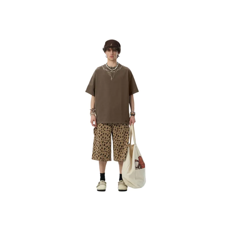 JHYQ Casual Shorts Unisex Leopard Print-0