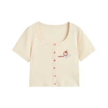 ZIHAN T Shirt Women's Beige Gold