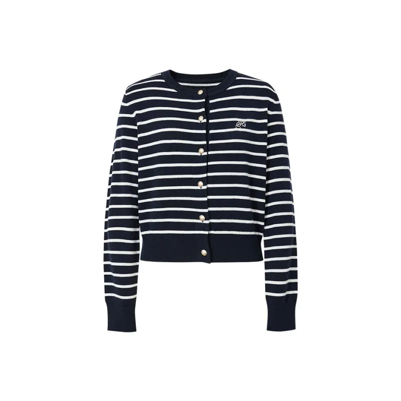 Hopeshow Knitwear Women's Navy Blue Stripes-0