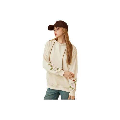 FAWENXIANGZI Sweatshirt Women's Ecru