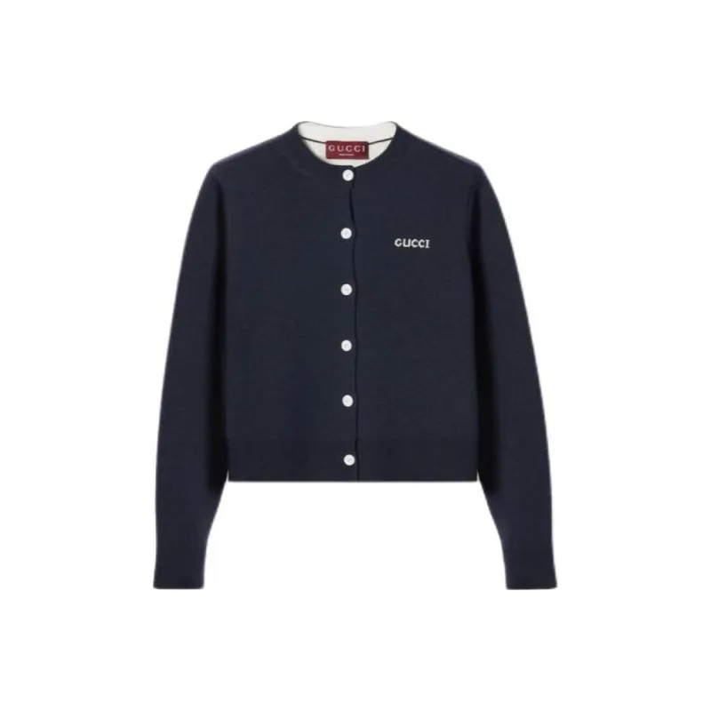 GUCCI Logo Intarsia Knit Cardigan-0