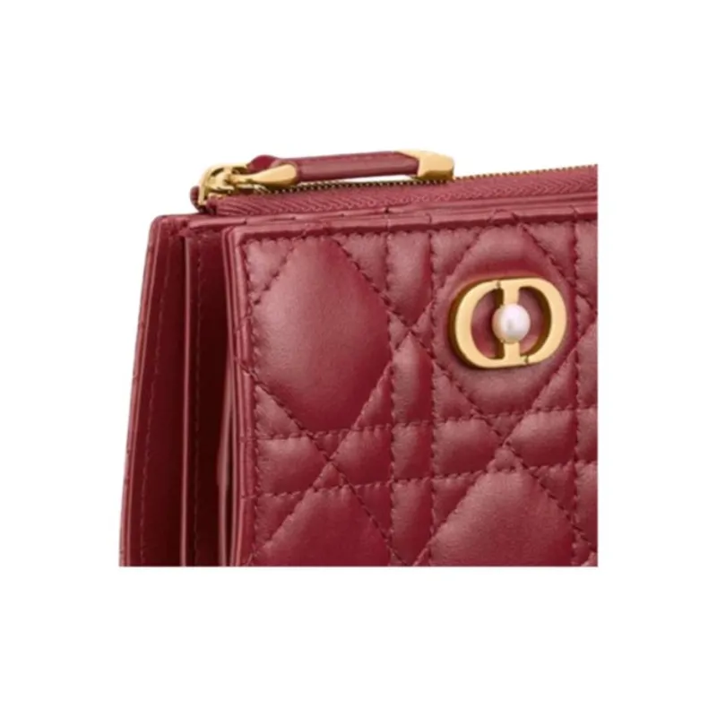 DIOR DahliaJolie Lambskin Wallet Women's Cherry Red-4