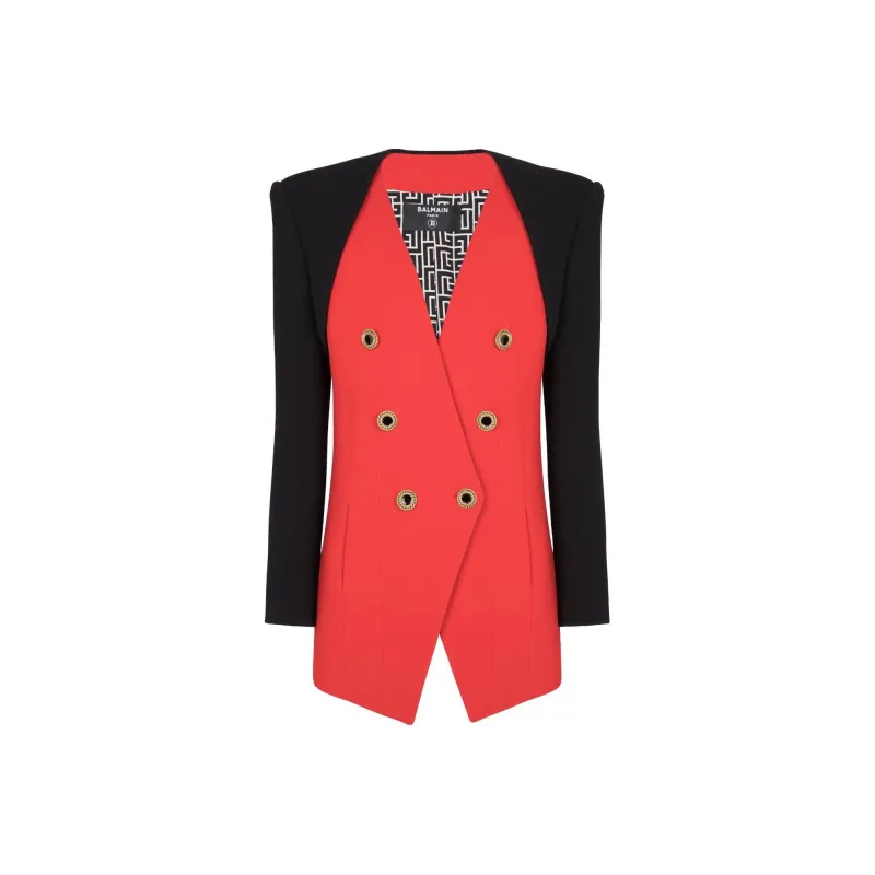 BALMAIN Double breasted Crepe Blazer-0