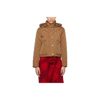 Burberry Diamond-Quilted Ekd Embroidered Hooded Jacket