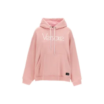 VERSACE Logo Embroidered Drawstring Hoodie