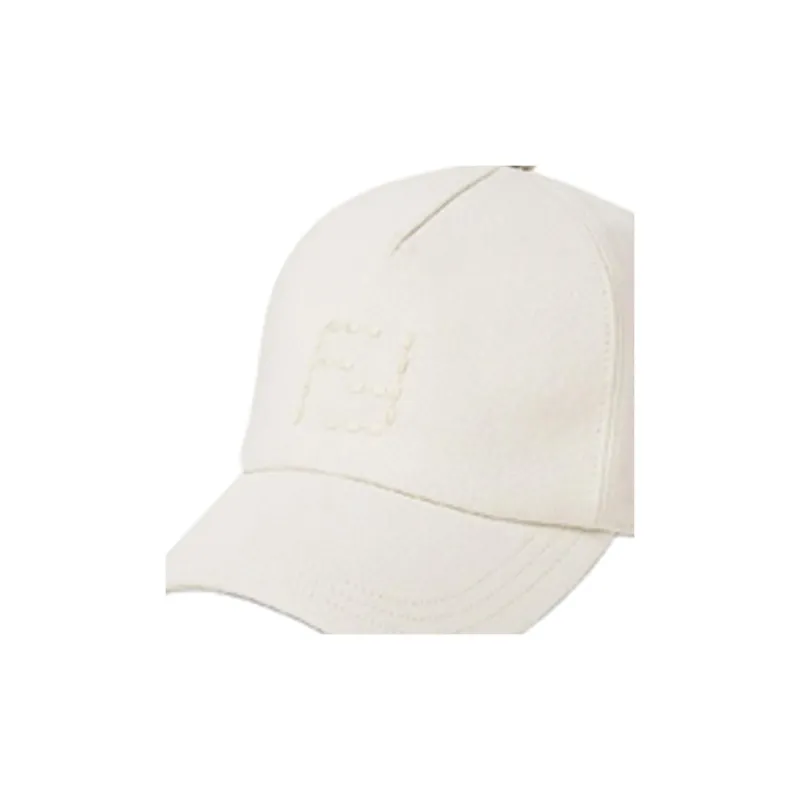 FENDI Linen Baseball Caps Unisex White-2