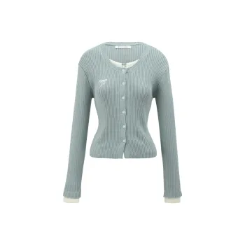 MISHOW Knitted Fabric Cardigan Women's Haze Blue