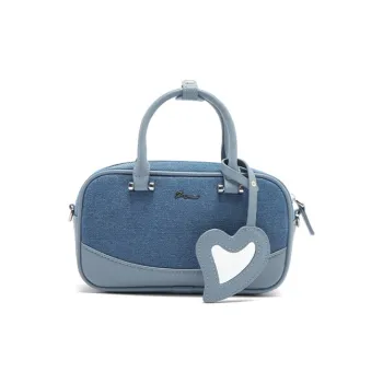 MICOCAH PU Panel Denim Crossbody Handbag Women's Denim Blue