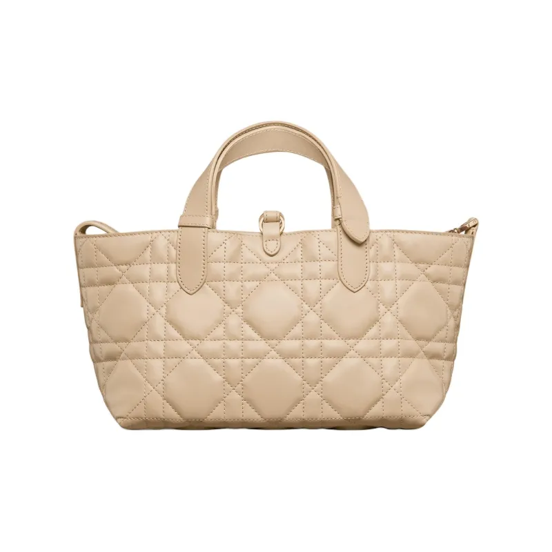 DIOR Toujours Cow Leather Native Handbag Trumpets Women's Rouge Beige-4
