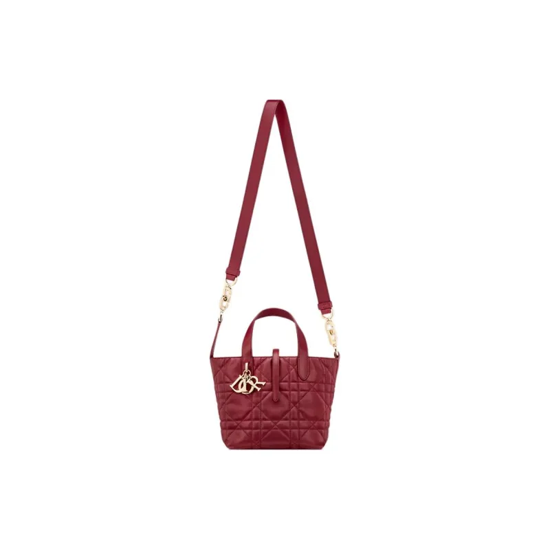 DIOR Toujours Calfskin Tote Bag, Shopping Bag, Shoulder Bag, Handbag Small Size Women's Cherry Red-1