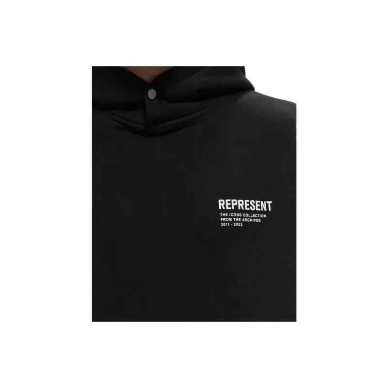 REPRESENT Monochrome Icons Hoodie Sweatshirt Men's Black-4