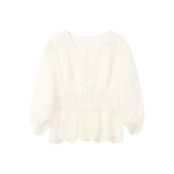 3COLOUR Chiffon Shirt Women's Ecru