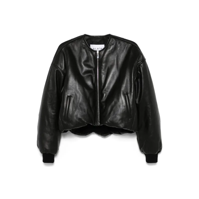 Alaia Leather Bomber Jacket-0