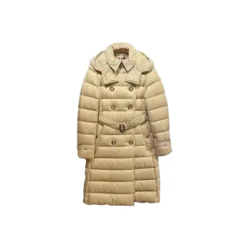 Burberry Arniston Hooded Puffer Long Down Jacket Honey