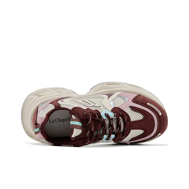La Chapelle Cushioning, Slip Resistant, And Breathable Low Top Chunky Sneakers Women's Red-4