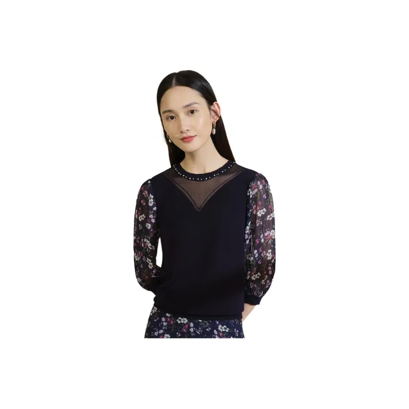 JZ. ANNAKRO Knitwear Women's Floral Dark Blue-0