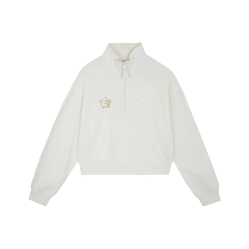 PUMA Crew TR PUMA BZ CC HALF ZIP Sweatshirt Women's White-0