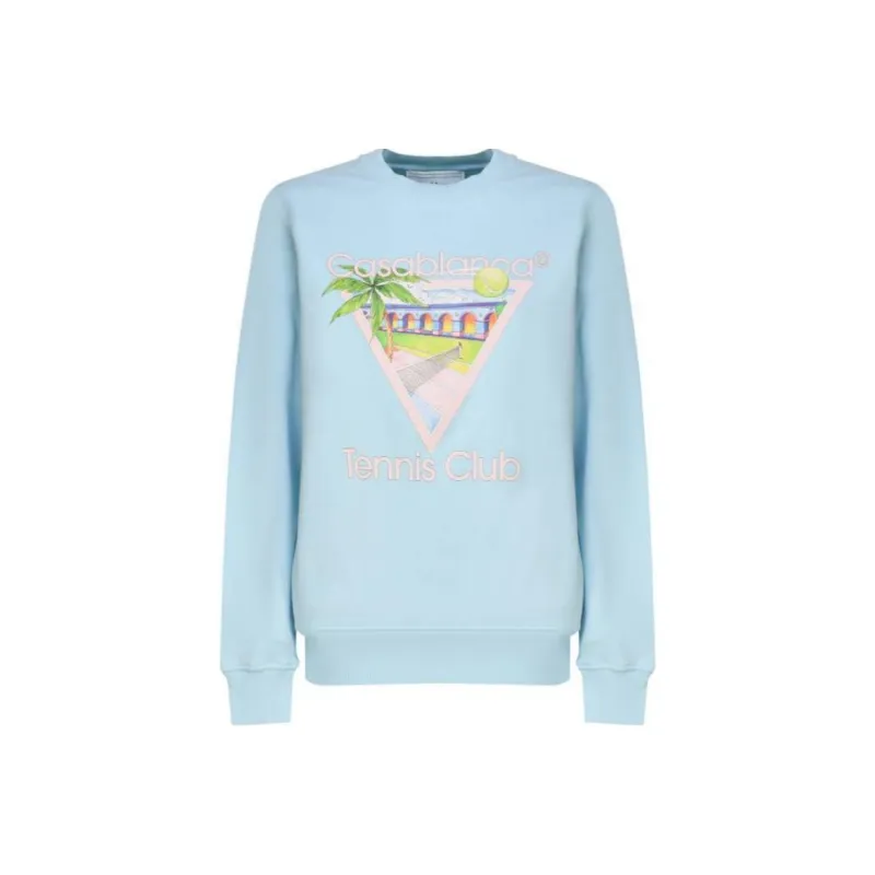 CASABLANCA Tennis Club Icon Sweatshirt Light Blue-0