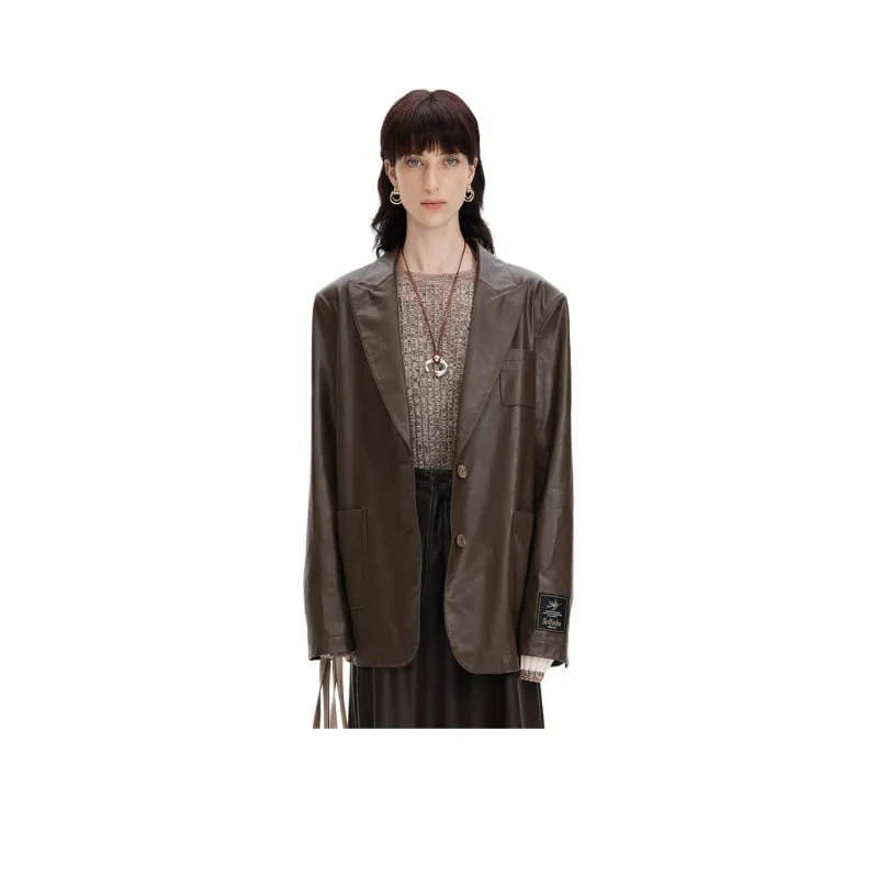 Self Who Business Suit Women's Oak Gray Brown-0