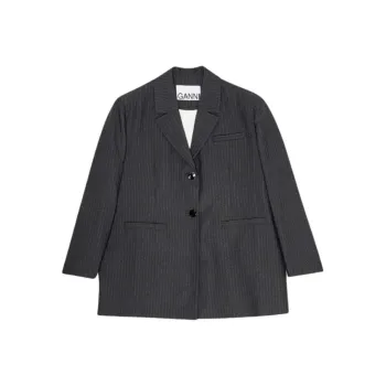 GANNI Melange Stripe Oversized Blazer