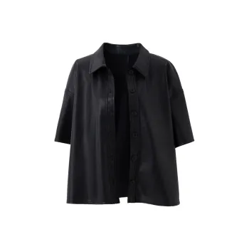 SOON FLOWER Leather Jacket Women's Black