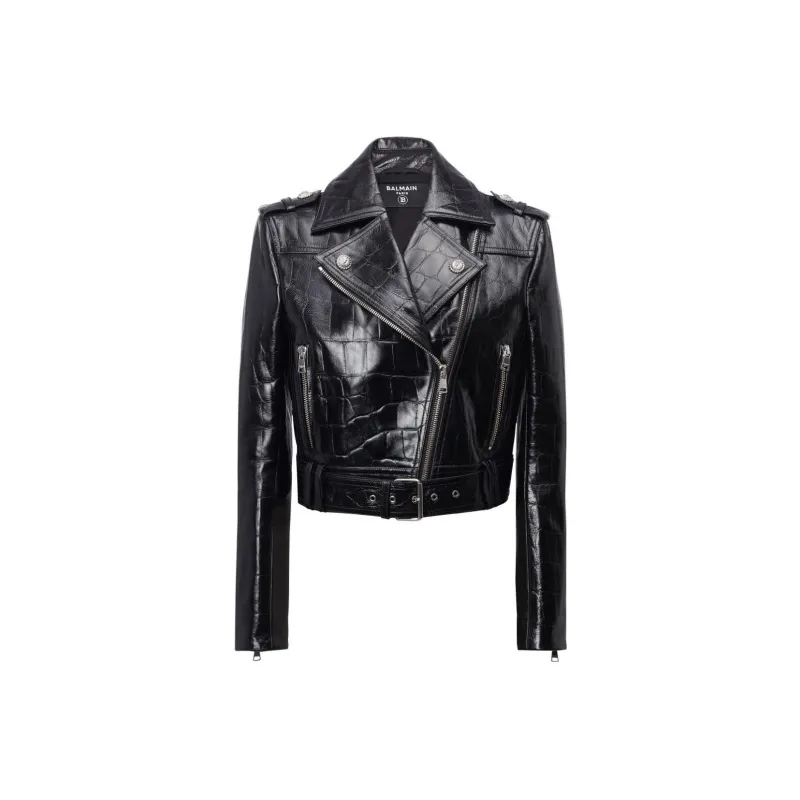 BALMAIN Polished finish Biker Jacket-0