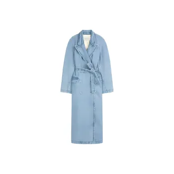 DRIES VAN NOTEN Loose Fit Rugby Denim Coat 'Light Blue'