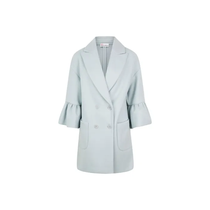RED VALENTINO Velvet feel Coat Women's Light Blue-0